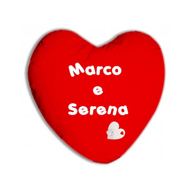 CUSCINO A CUORE PERSONALIZZATO IN COTONE ROSSO CON NOME CUSCINO A CUORE PERSONALIZZATO IN COTONE ROSSO CON NOME