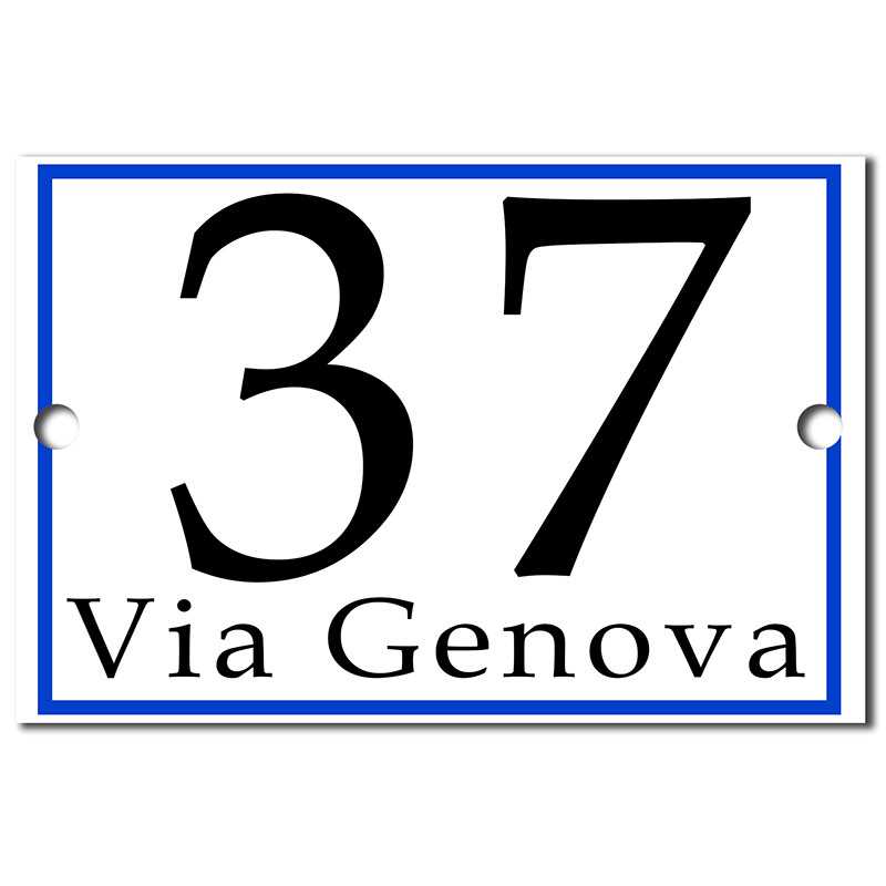 TARGA CIVICO VIA IN ALLUMINIO BIANCO Book Antiqua TARGA CIVICO VIA IN ALLUMINIO BIANCO Book Antiqua