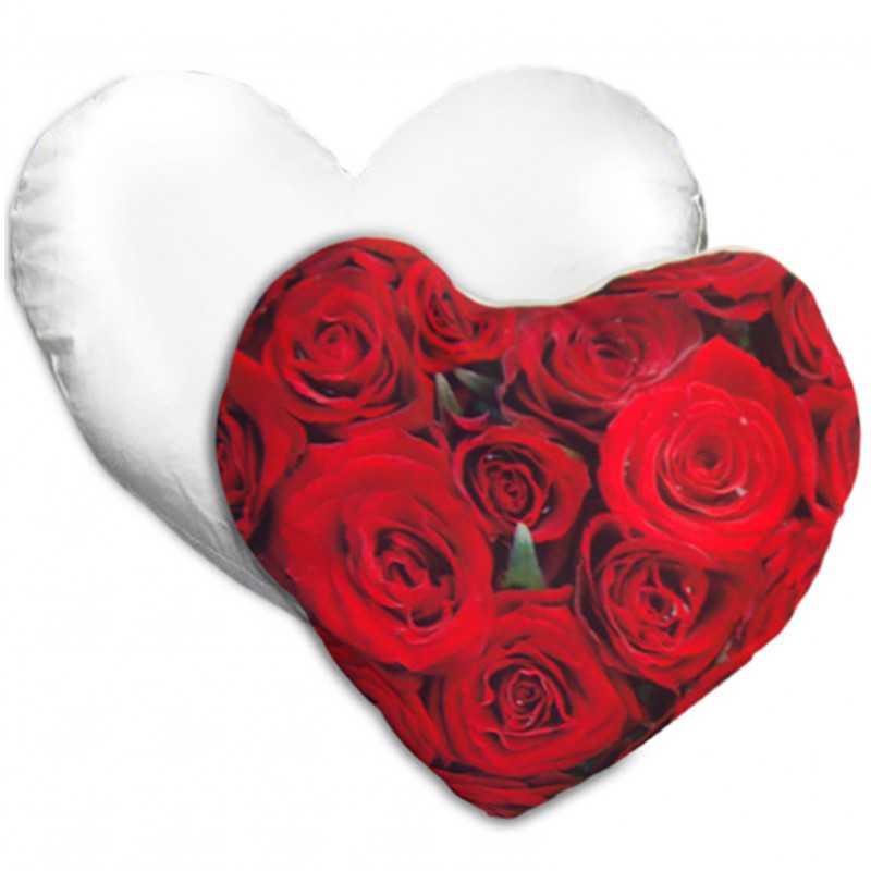 CUSCINO A FORMA DI CUORE PERSONALIZZATO ROSE ROSSE CUSCINO A FORMA DI CUORE PERSONALIZZATO ROSE ROSSE