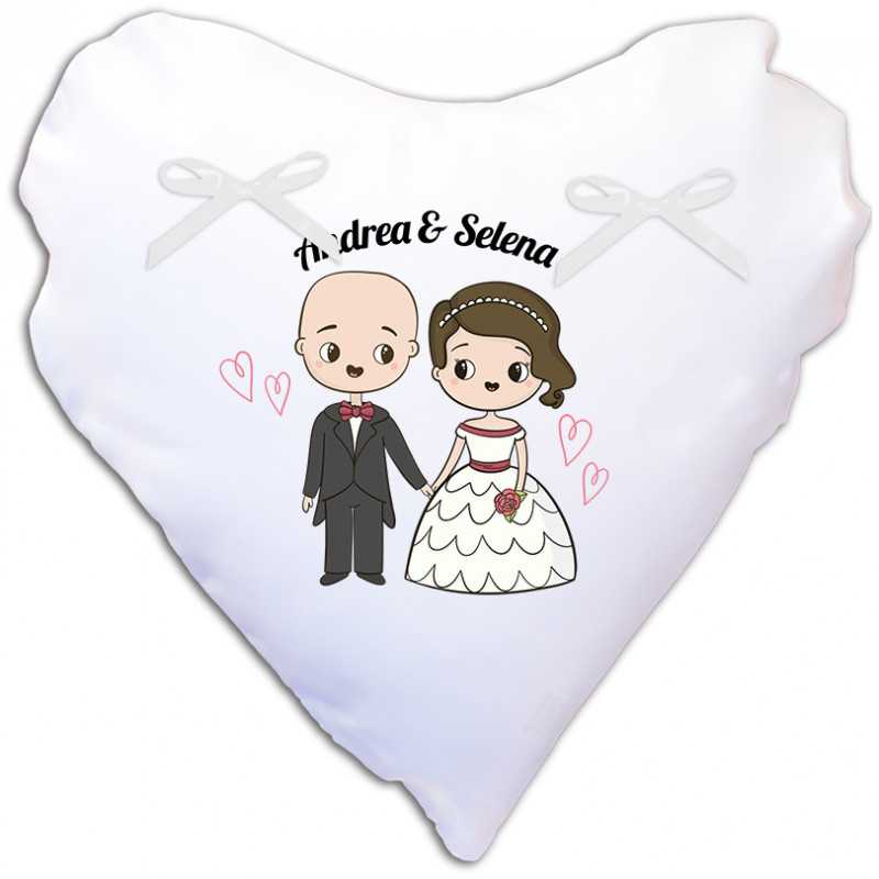 Cuscino nunziale a forma di cuore personalizzato Cuscino nunziale a forma di cuore personalizzato