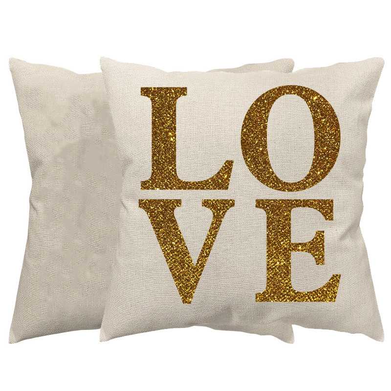 CUSCINO PERSONALIZZATO LOVE GLITTER ORO IN JUTA CUSCINO PERSONALIZZATO LOVE GLITTER ORO IN JUTA