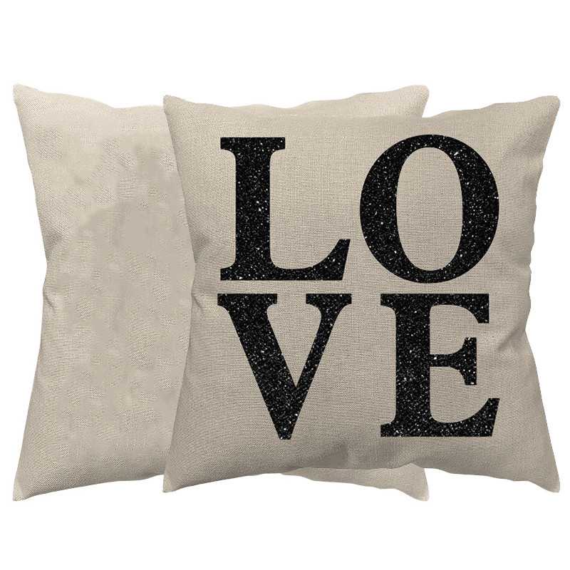 CUSCINO PERSONALIZZATO IN JUTA GLITTER NERO LOVE CUSCINO PERSONALIZZATO IN JUTA GLITTER NERO LOVE