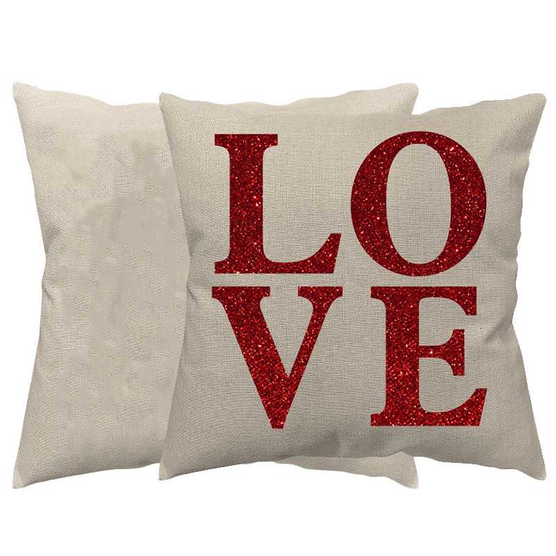 CUSCINO PERSONALIZZATO IN JUTA GLITTER ROSSO LOVE CUSCINO PERSONALIZZATO IN JUTA GLITTER ROSSO LOVE