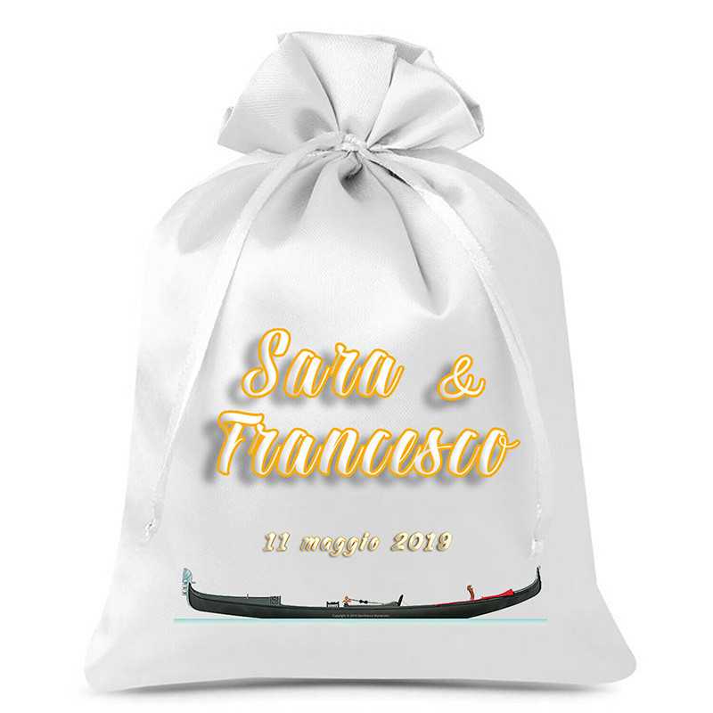 SACCHETTO PER CONFETTI PERSONALIZZATO BOMBONIERA RASO SACCHETTO PER CONFETTI PERSONALIZZATO BOMBONIERA RASO