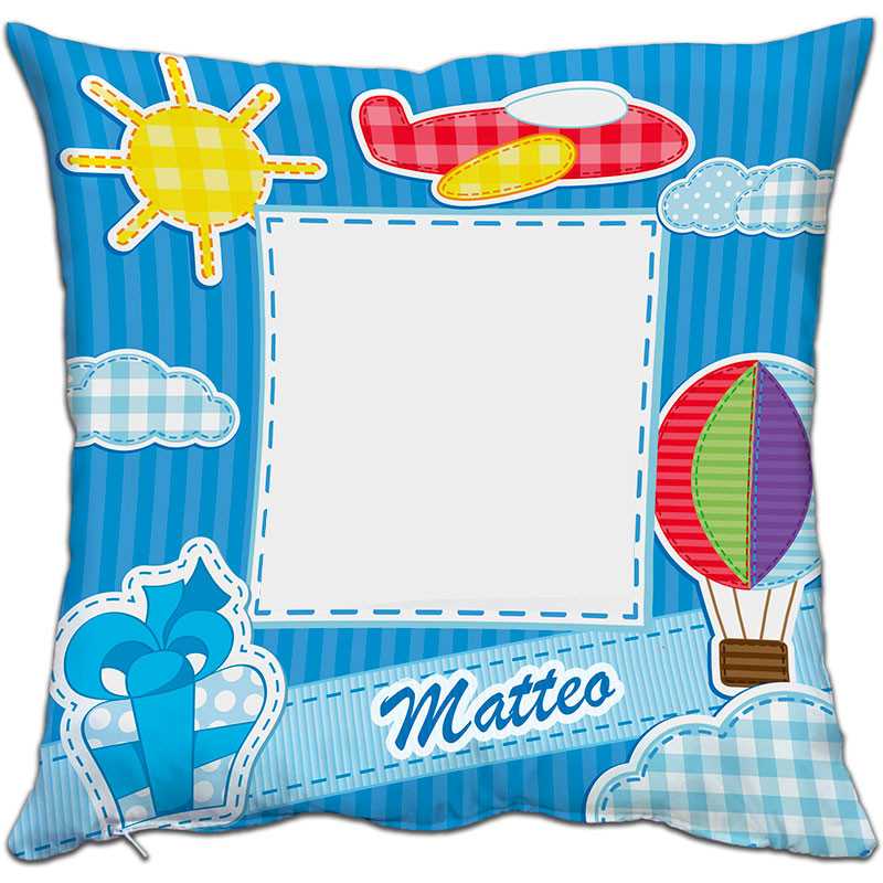 CUSCINO PERSONALIZZATO BIMBO AZZURRO AEREOPLANO CUSCINO PERSONALIZZATO BIMBO AZZURRO AEREOPLANO