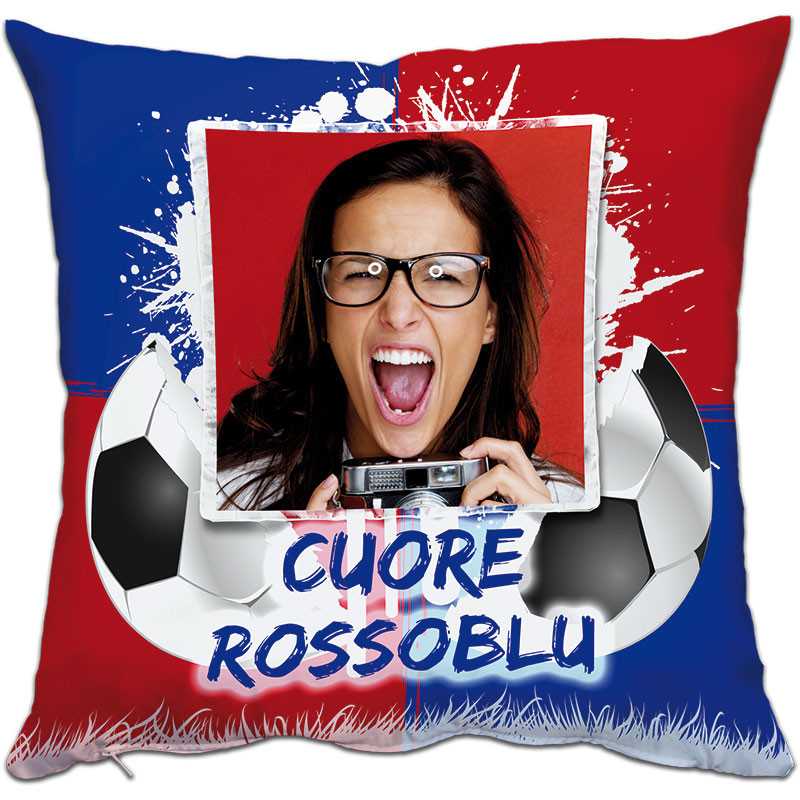 CUSCINO PERSONALIZZATO FOTO CALCIO ROSSO BLU SPORT Bologna CUSCINO PERSONALIZZATO FOTO CALCIO ROSSO BLU SPORT Bologna