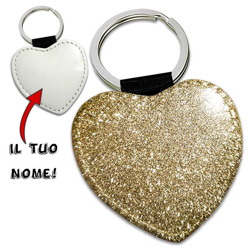 Portachiavi personalizzato glitter cuore oro Portachiavi personalizzato glitter cuore oro