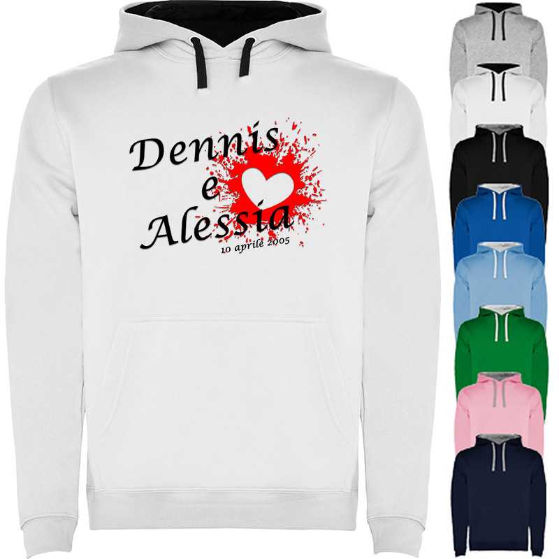 FELPA PERSONALIZZATA SAN VALENTINO CON NOMI INNAMORATI FELPA PERSONALIZZATA SAN VALENTINO CON NOMI INNAMORATI