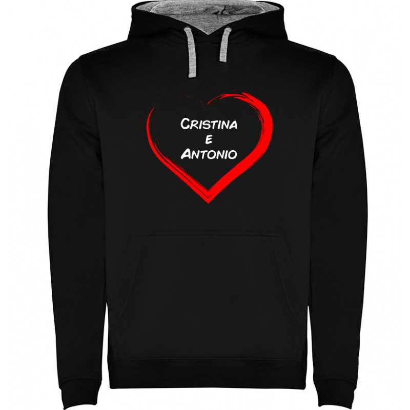 FELPA PERSONALIZZATA SAN VALENTINO CON NOMI CUORE FELPA PERSONALIZZATA SAN VALENTINO CON NOMI CUORE