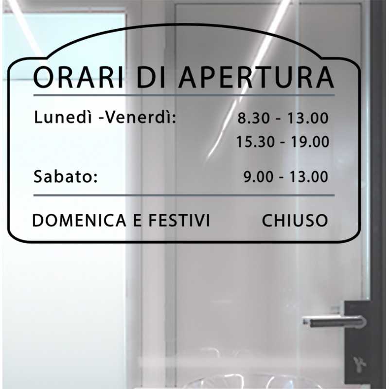 ADESIVO NEGOZIO VETRINA ORARI DI APERTURA VINILE CLOCK NERO ADESIVO NEGOZIO VETRINA ORARI DI APERTURA VINILE CLOCK NERO