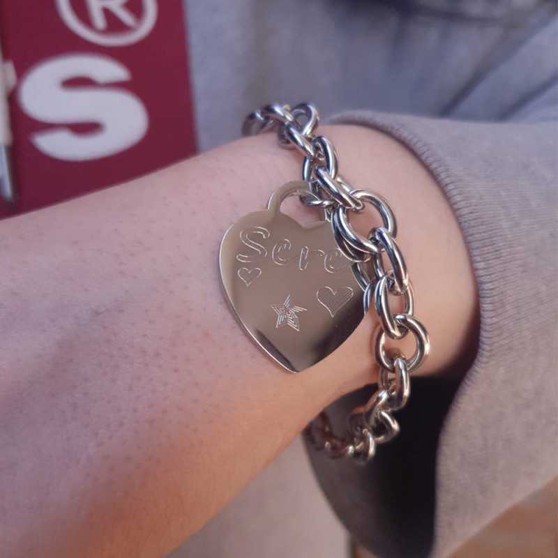 BRACCIALE INCISO IN ACCIAIO INOX CON NOME INCISIONE BRACCIALE INCISO IN ACCIAIO INOX CON NOME INCISIONE