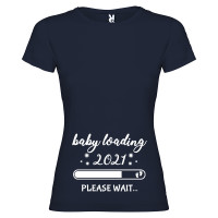 T-SHIRT DONNA PERSONALIZZATA BABY LOADING COLORE BLU NAVY
