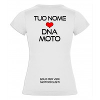 T-Shirt donna bianco DNA MOTO personalizzata retro