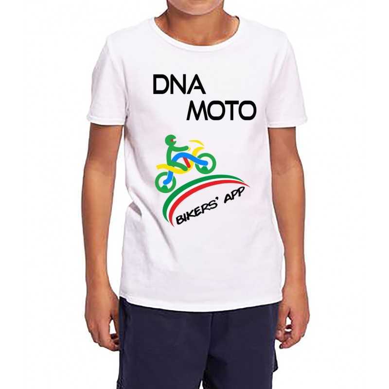 T-Shirt bambino bambina bianco DNA MOTO personalizzata