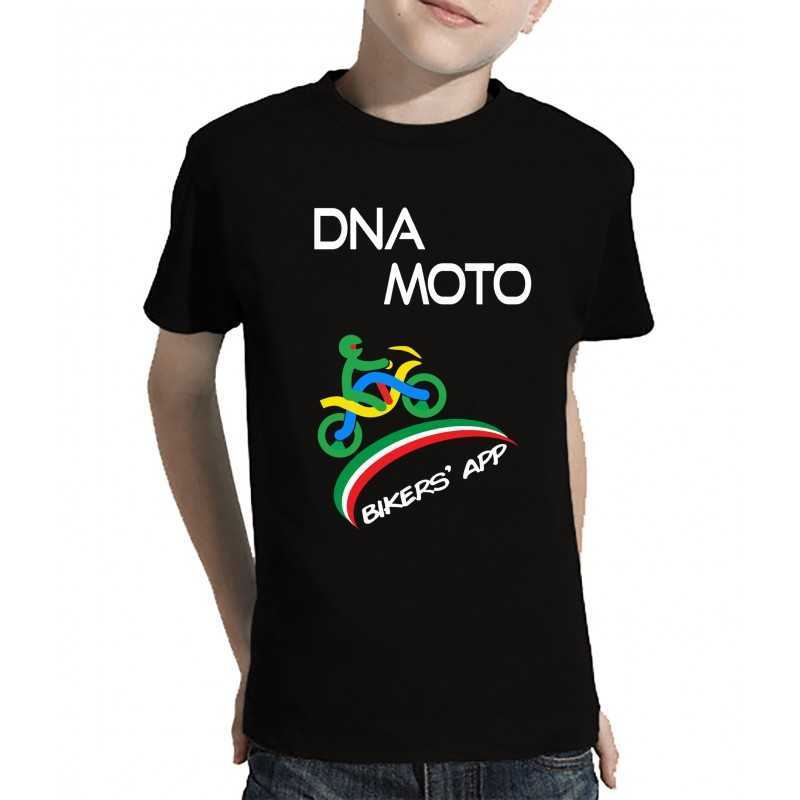 T-Shirt bambino bambina nero DNA MOTO fronte e retro T-Shirt bambino bambina nero DNA MOTO fronte e retro