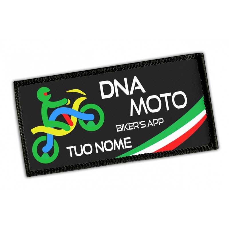 Patch DNA MOTO rettagolare colore nero personalizzata Patch DNA MOTO rettagolare colore nero personalizzata