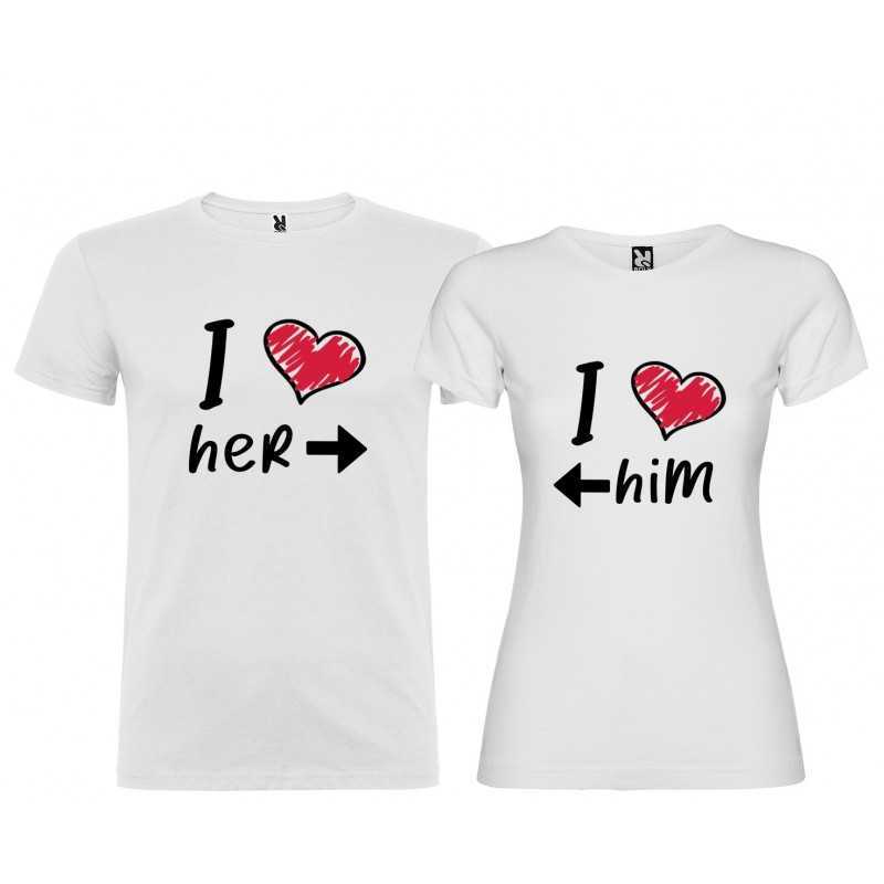 T-SHIRT DI COPPIA PERSONALIZZATA DONNA I LOVE HIM COLORE BIANCO T-SHIRT DI COPPIA PERSONALIZZATA DONNA I LOVE HIM COLORE BIANCO