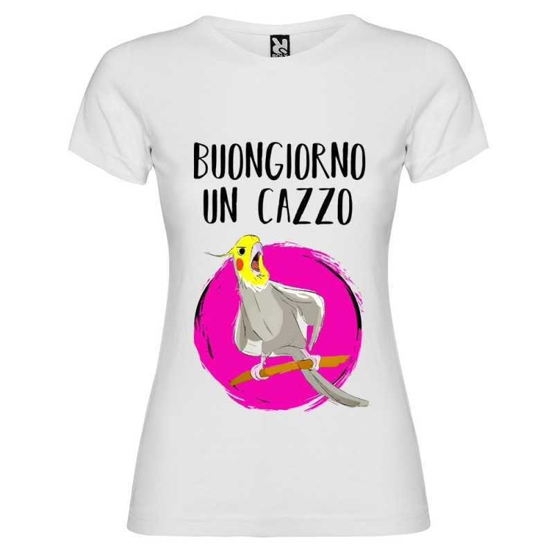 T-SHIRT PERSONALIZZATA DONNA BUONGIORNO UN CAZZO COLORE BIANCO T-SHIRT PERSONALIZZATA DONNA BUONGIORNO UN CAZZO COLORE BIANCO