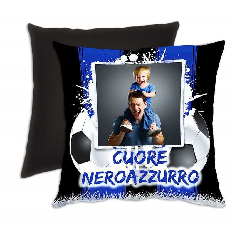 CUSCINO NERO AZZURRO PERSONALIZZATO CALCIO SPORT CUSCINO NERO AZZURRO PERSONALIZZATO CALCIO SPORT