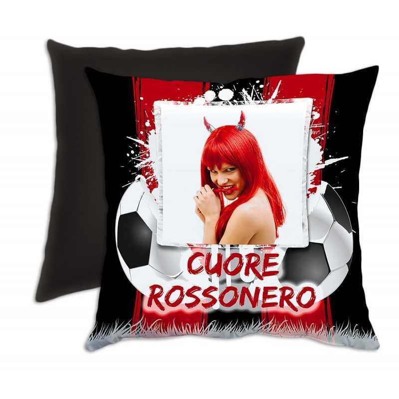 CUSCINO PERSONALIZZATO FOTO CALCIO ROSSO NERO SPORT CUSCINO PERSONALIZZATO FOTO CALCIO ROSSO NERO SPORT