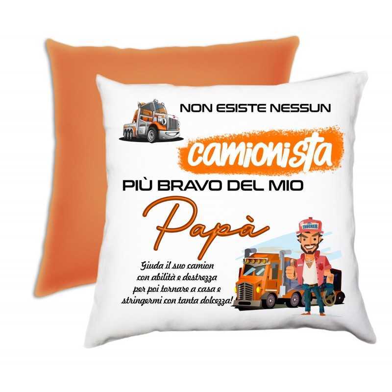 CUSCINO PAPÁ CAMIONISTA PER LA FESTA DEL PAPÁ ARANCIONE CUSCINO PAPÁ CAMIONISTA PER LA FESTA DEL PAPÁ ARANCIONE