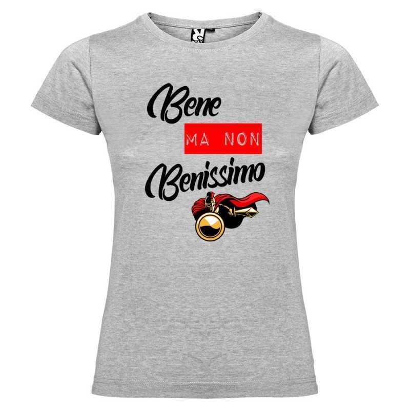 T-SHIRT BENE NON BENISSIMO DONNA STAMPA PERSONALIZZATA COLORE GRIGIO T-SHIRT BENE NON BENISSIMO DONNA STAMPA PERSONALIZZATA COLORE GRIGIO