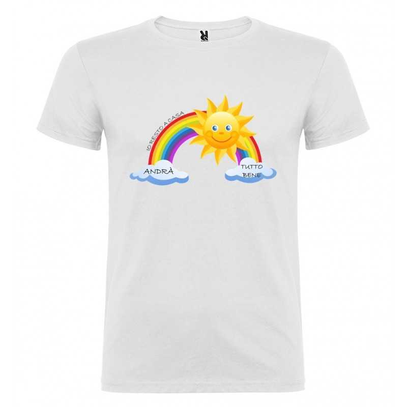 MAGLIETTA PERSONALIZZATA ARCOBALENO ANDRÀ TUTTO BENE BIANCO MAGLIETTA PERSONALIZZATA ARCOBALENO ANDRÀ TUTTO BENE BIANCO