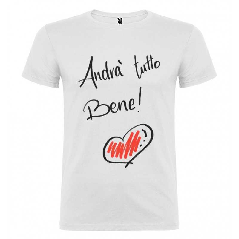 T-SHIRT MAGLIETTA PERSONALIZZATA ANDRÀ TUTTO BENE CON CUORE BIANCO T-SHIRT MAGLIETTA PERSONALIZZATA ANDRÀ TUTTO BENE CON CUORE BIANCO