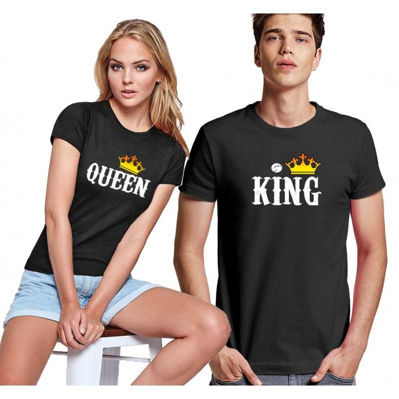 T-SHIRT PERSONALIZZATA DI COPPIA QUEEN E KING COLORE NERO T-SHIRT PERSONALIZZATA DI COPPIA QUEEN E KING COLORE NERO