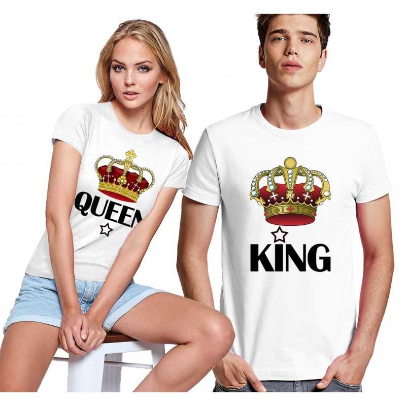 T-SHIRT DI COPPIA QUEEN E KING CORONA BIANCO T-SHIRT DI COPPIA QUEEN E KING CORONA BIANCO