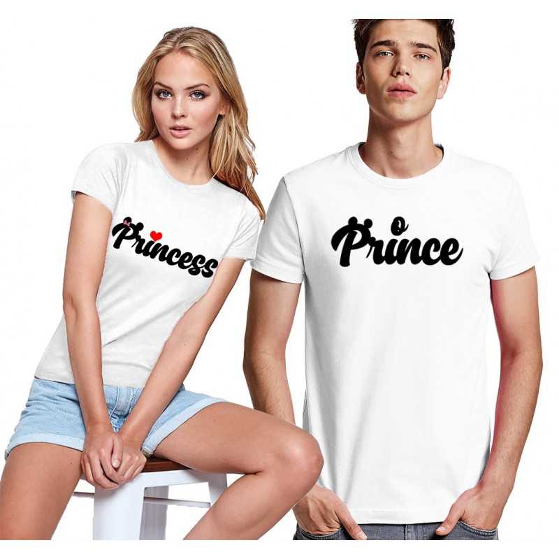 T-SHIRT DI COPPIA STAMPA PRINCESS E PRINCE UOMO DONNA COLORE BIANCO T-SHIRT DI COPPIA STAMPA PRINCESS E PRINCE UOMO DONNA COLORE BIANCO
