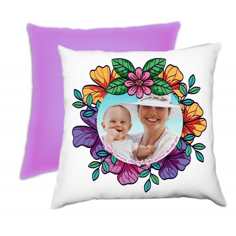 CUSCINO PERSONALIZZATO FLOWER FOTO MAMMA CUSCINO PERSONALIZZATO FLOWER FOTO MAMMA